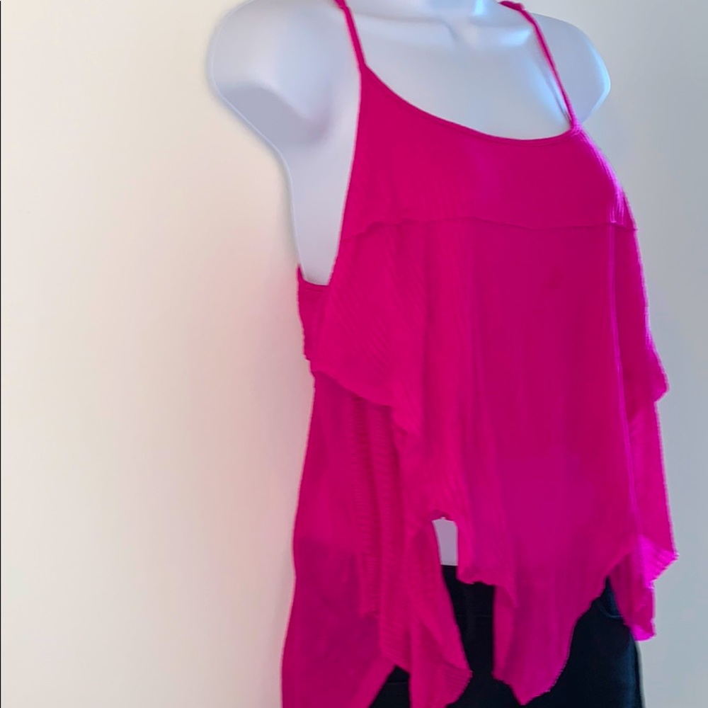 Free People Magenta Flowy Ruffle Tank - Picture 2 of 6